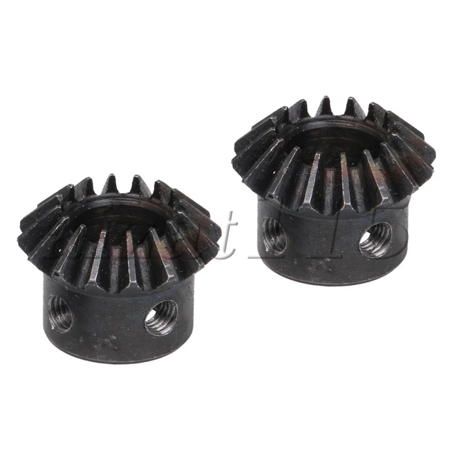 1.2cm Hole Dia 1:1 16T 1.5 Module 45# Steel Bevel Gear Set of 2 Silver Black