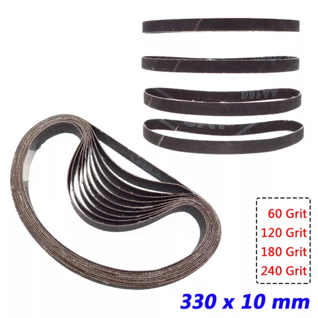 330x10 mm Abrasive Sanding Belts Closed Loop Grit 60/120/180/240 for Belt Sander