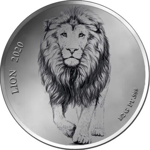 2020 Congo Platinum Coin Lion Panthera Leo Cat Big Five Predators Wildlife Proof