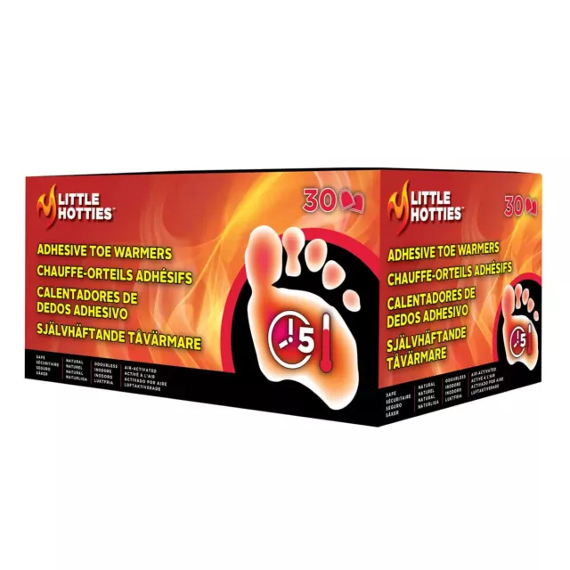 Little Hotties Adhesive Toe Warmers 30 Pairs Bulk Pack 5 Hours Heat, Feet