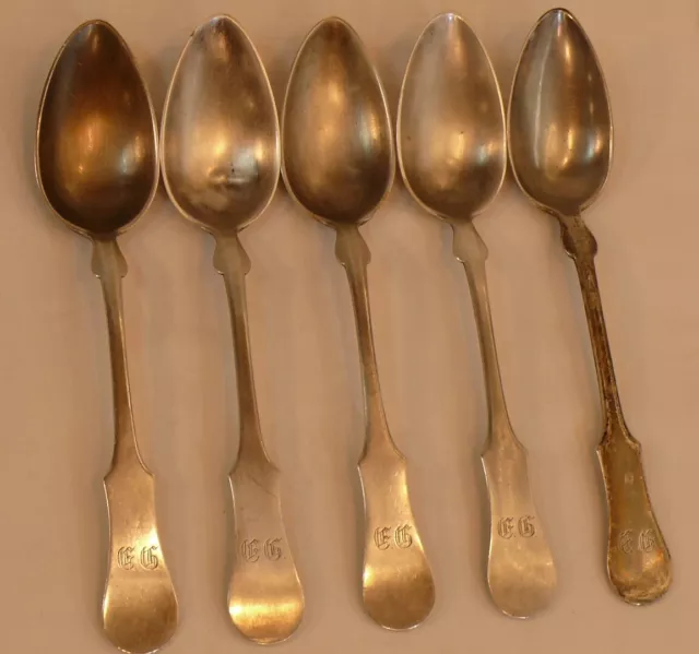 KONVOLUT BESTECK SILBER 800 er POSTEN LÖFFEL MONOGRAMM 268 gr punziert SPOON