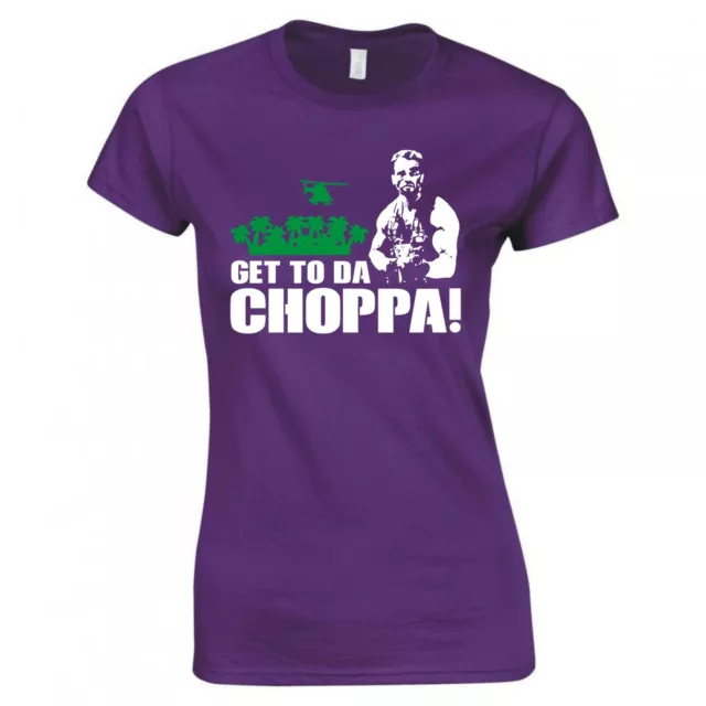 Inspiré Par Prédateur " Get To De Choppa !" Coupe Skinny T-Shirt