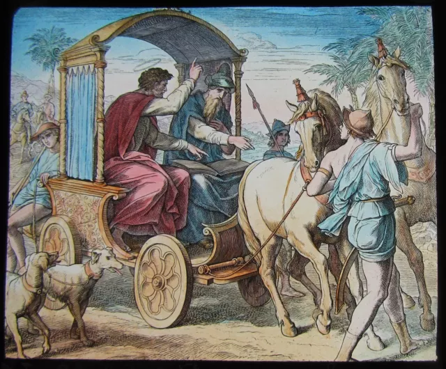 Glass Magic Lantern Slide PHILIP AND THE EUNUCH C1900 RELIGIOUS STORY BIBLE