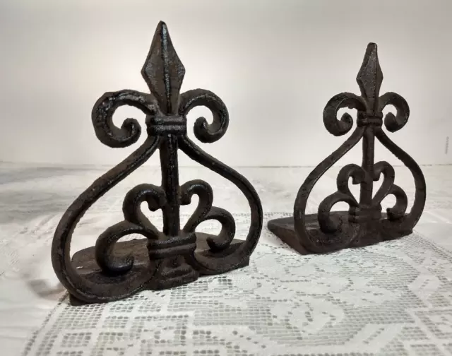 Door Stop Stay Holder Fleur De Lis Cast Iron 1 lb 12 oz each