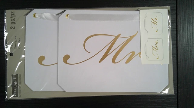 Mrs & Mr WEDDING SIGNS, WEDDING DECOR CELEBRATE IT 2 pc