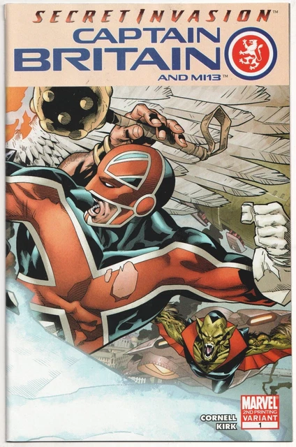 Captain Britain And Mi13 #1 2Nd Print Variant Nm Secret Invasion Marvel Disney