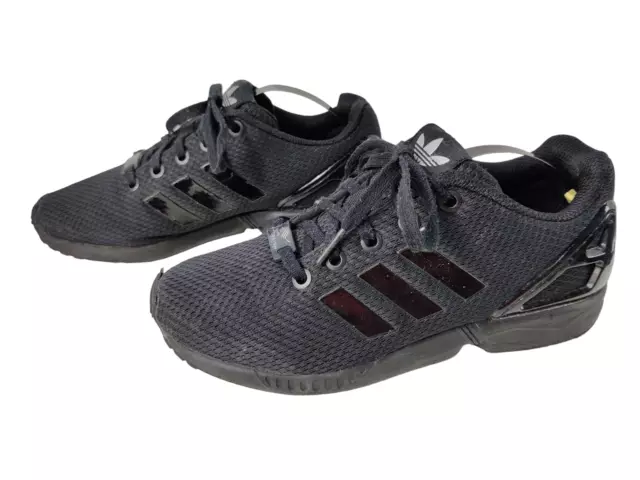 Boys Adidas Torsion Uk 3 Us 3.5 Triple Black Mesh Lace Up Sneaker Trainers Shoes