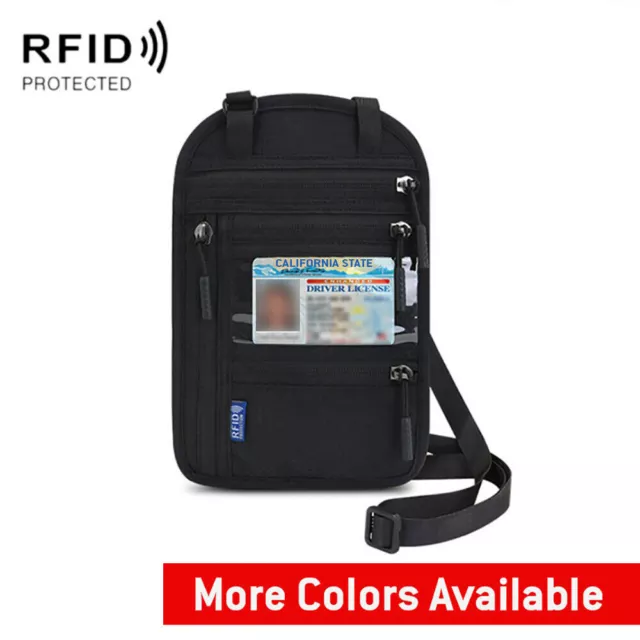 RFID Passport Holder Travel Wallet Bag Security Neck Pouch Anti-Diebstahl