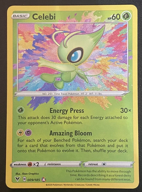Celebi - 009/185 - SWSH Vivid Voltage - Amazing Rare Pokemon Card NM