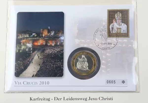 Papa Benedicto hermosa colección cartas numismáticas en encuadernación, alto precio de suscripción