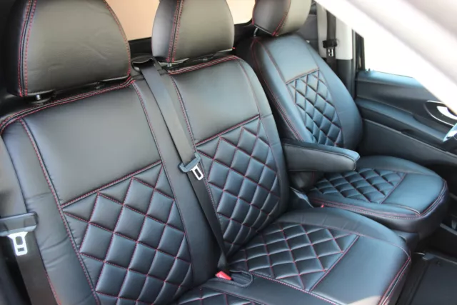 2x Maß Sitzauflage Sitzbezüge Schwarz Kunstleder für Mercedes C-Klasse W204
