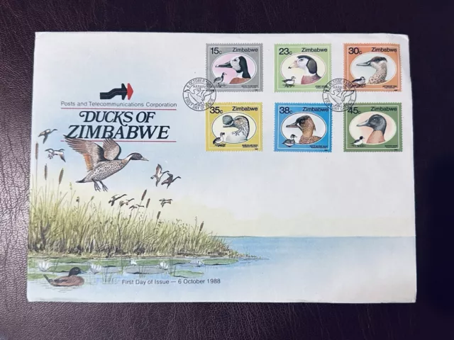 Zimbabwe FDC 1988 Ducks of Zimbabwe HARARE TIMBRO POSTALE