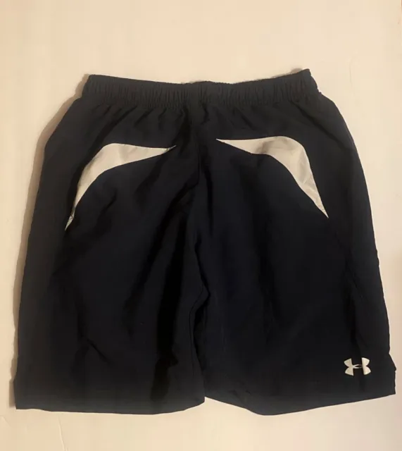 UNDER ARMOUR Navy Blue & White Lightweight Athletic Shorts ~ Sz YMD