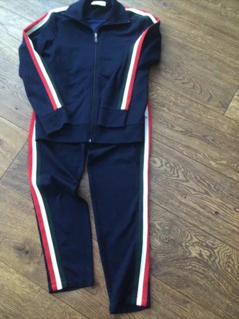 MENS GUCCI TRACKSUIT Set small Authentic Navy With Gucci Stripes Activewear  gym £ - PicClick UK