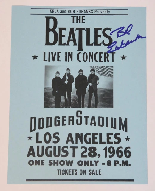 BOB EUBANKS THE Beatles Signé Autographe en Direct Dodger Stadium