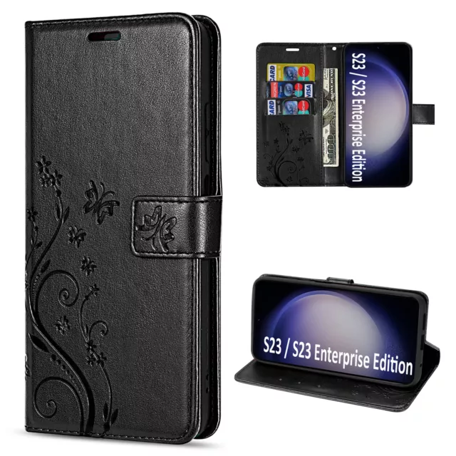 Étui Portable pour Samsung Galaxy S23 Téléphone Fleurs Protecteur Rabattable