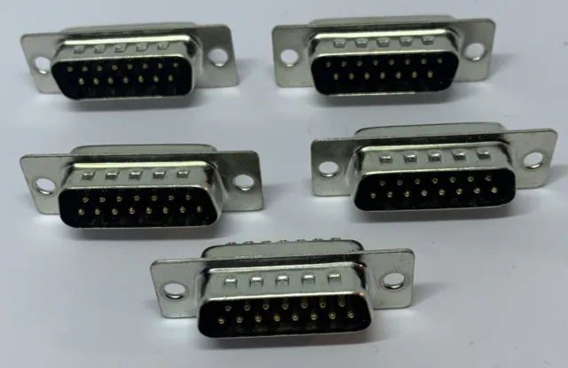 5 x 15-Way 15 PIN  D Sub Connector Male Plug Solder Lug UK Seller Free P+P