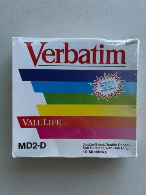 2x Verbatim 10 Minidisks MD2-D Double Sided Soft Sectored NEW SEALED