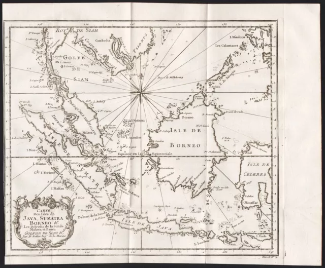 Borneo Java Malaysia Singapore Indonesia Asia Asien map carte Karte Bellin 1750