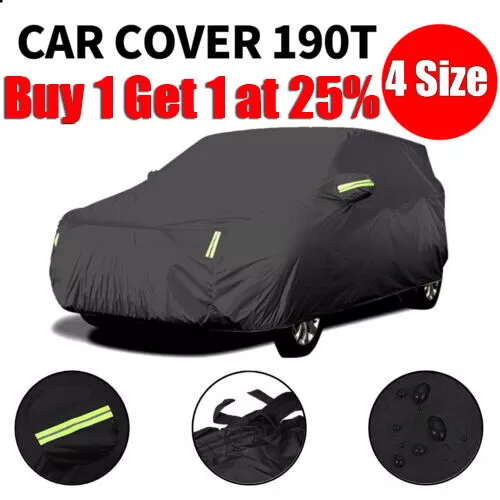 Full Size Medium Car Cover UV Protection Waterproof Breathable Universal Black