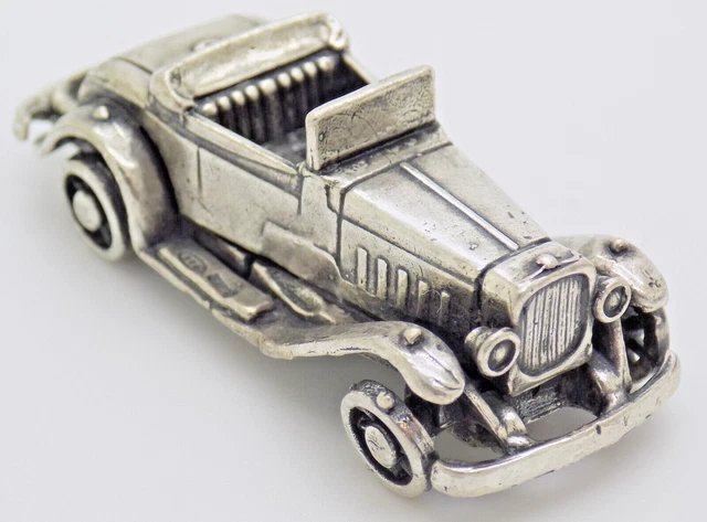 Vintage Italian Handmade Genuine Silver Cadillac 1931 Old Car Figurine Miniature