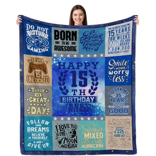 Sulpoie 15 Year Old Boys Gifts for Birthday Blanket 60"x50" 15th Birthday Gif...