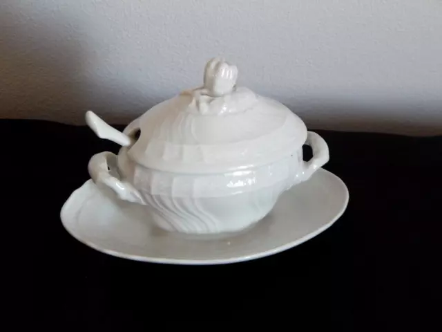 ANCIEN MOUTARDIER en PORCELAINE Signé Richard Ginori ITALIE