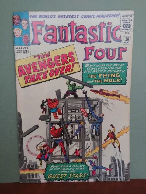 Fantastic Four ( 1964) #26 * FF and Avengers , Thing vs Hulk *  Kirby   5.5 plus