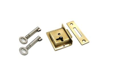 Half Mortise Lock Furniture Cabinet Lock Petite Box Lock Solid Brass - 2 Keys