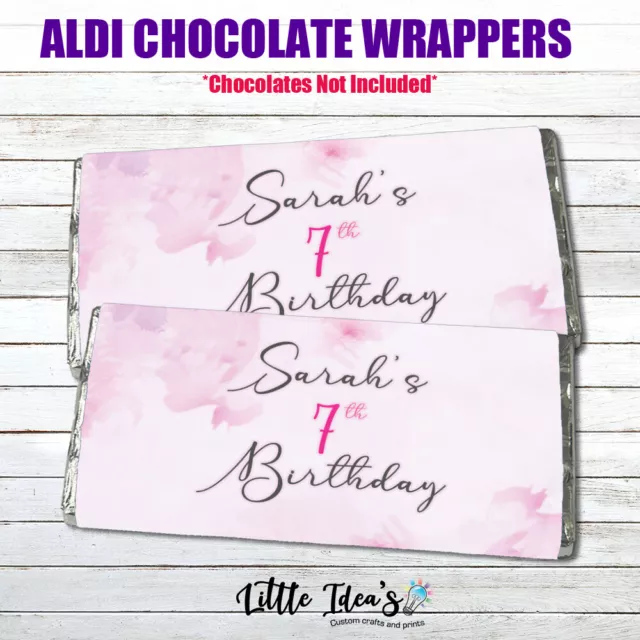 DIGITAL or PRINTED Birthday Party Favour Aldi Choc Wrapper water colour