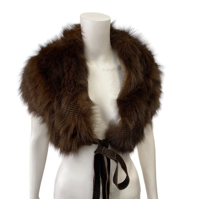 Rare Henry Beguelin Brown Black Genuine Fur Stole Shawl Cover