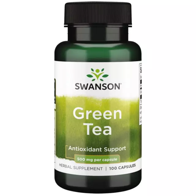 Té verde Swanson 500 mg 100 cápsulas, soporte energético, antioxidante, salud cerebral