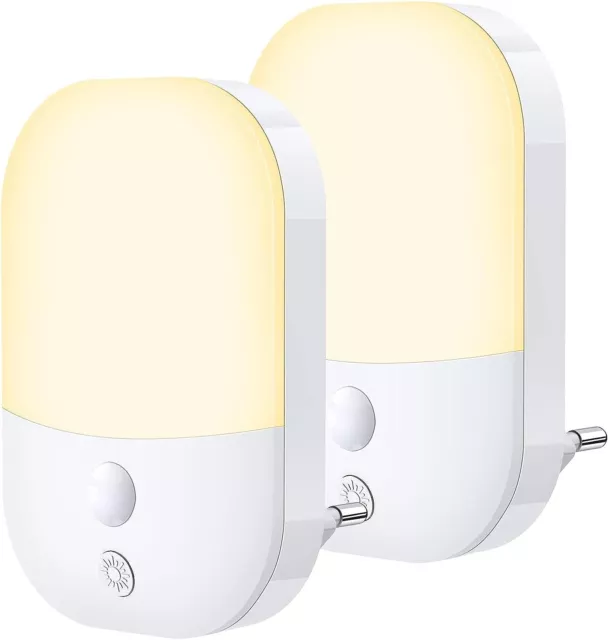 Lot de 2 Veilleuses LED, Lampe Nuit Automatique 5 Niveau Luminosité avec Capteur