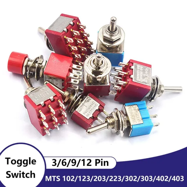 3/6/9/12 Pin Latching Toggle Switch SPDT PS/MTS Double Throw ON-On On-Off-On