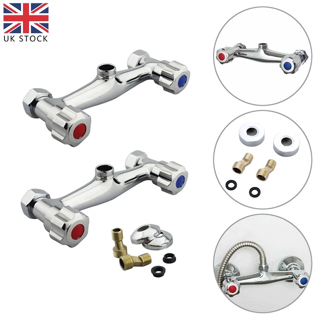 Bathroom Shower Sink Mixer Taps Bar Brass Valve Twin Outlet 1/2" Chrome NEW