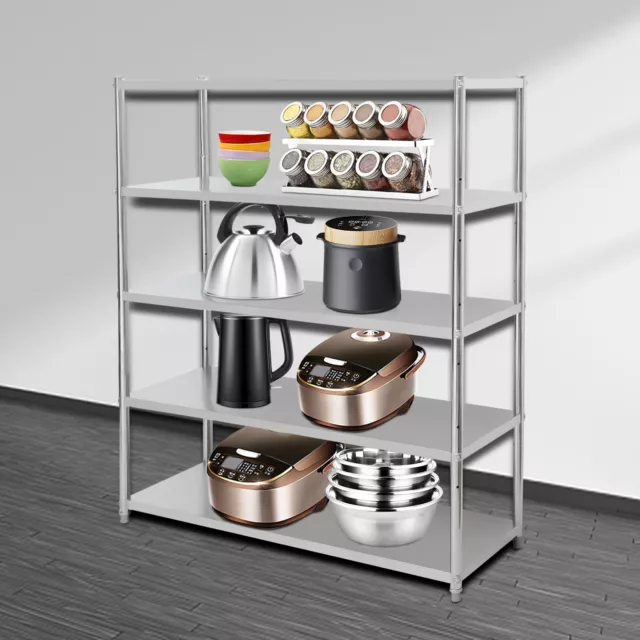 Stainless Steel Shelves 5 Tier Kitchen Rack Shelving Heavy Duty Garage Shelving