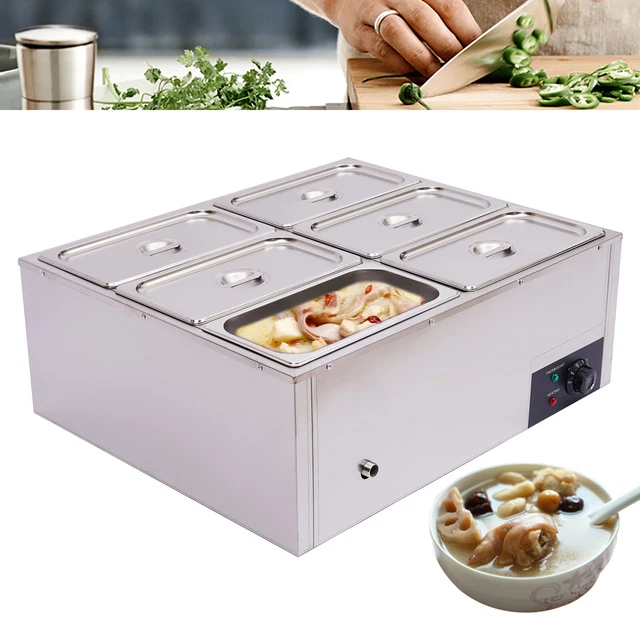 COMMERCIAL FOOD WARMER 6Pan Steamer Buffet Electric Countertop