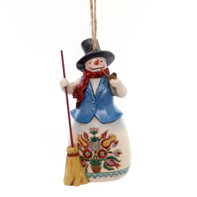 Jim Shore WINTER WONDERLAND SNOWMAN/PIPE Christmas Ornament Broom 4053702