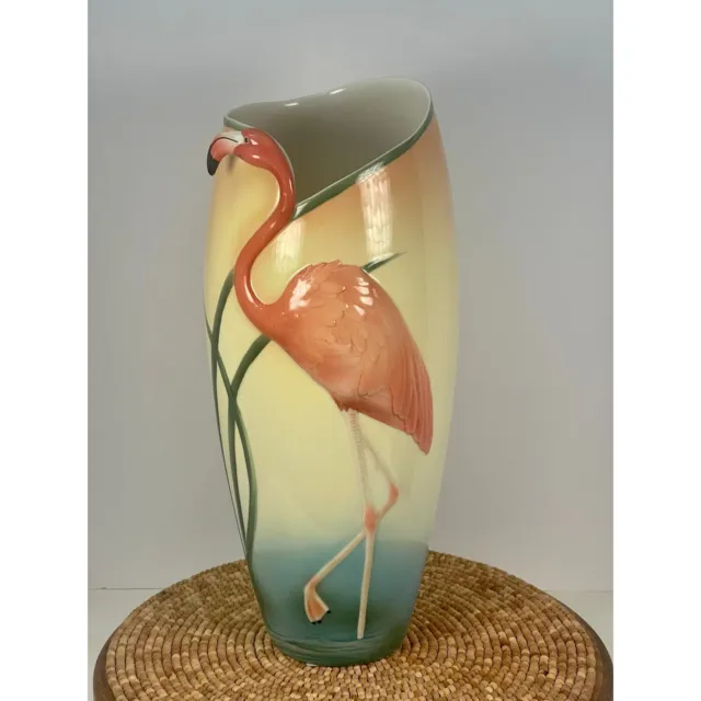 Franz Porcelain Flamingo Vase, Handmade and Hand Painted Artisan Flamingo Vase