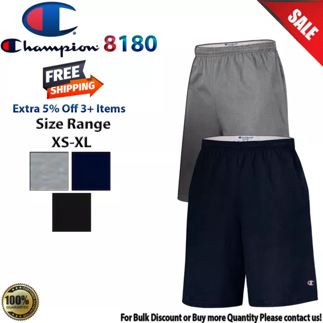 CN223 Champion 8180 Mens 9" Cotton Gym Shorts With Pockets