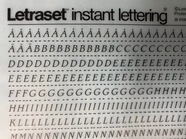 Edwardian Light Italic Letraset instant rub on lettering 4.5mm 20pt IL4760 NOS