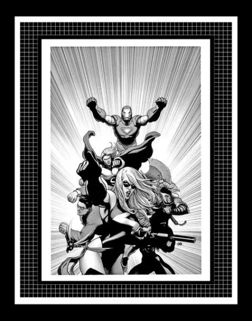 Frank Cho Mighty Avengers #1 Rare Production Art Cover Monotone