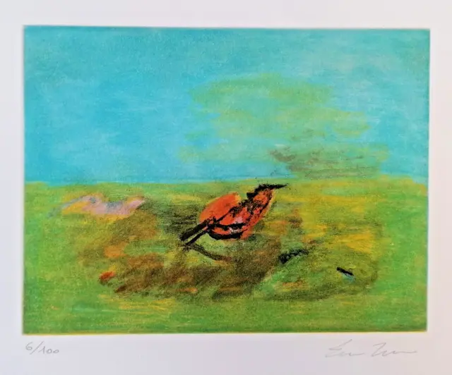 Ernesto TRECCANI : Serigrafia  Firmata e certificata 30 x 40,  l'uccellino
