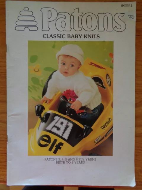 Patons Knitting Pattern Book 54 - Classic Baby Knits - Jumpers Cardigans Vests