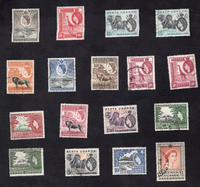 1954-59 Kenya Uganda Tanganyika set with some varities SG167-SG180 Fine Used