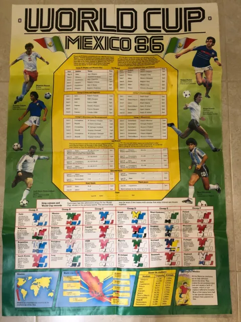 Mexico 86 FIFA World Cup Poster football Very large and rare Usborne VGC