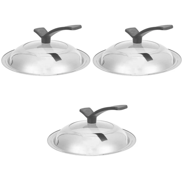 3 piezas Universal Pot Cover tapa redonda de vidrio olla tapa de acero inoxidable sartén tapa cocina