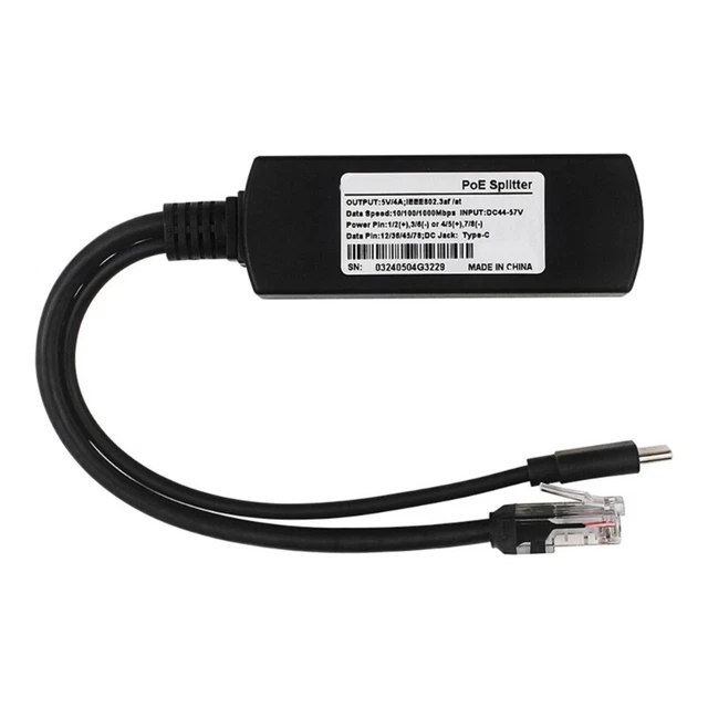 10/100/1000MBP USB TYPEC Active PoE Splitters 5V IEEE802.3af Power Over ...