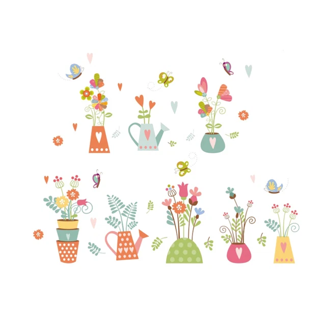 2 piezas Falda Línea Plantas Bonsái Pegatina de Pared Vinilo Arte Extraíble Hecho de Pared