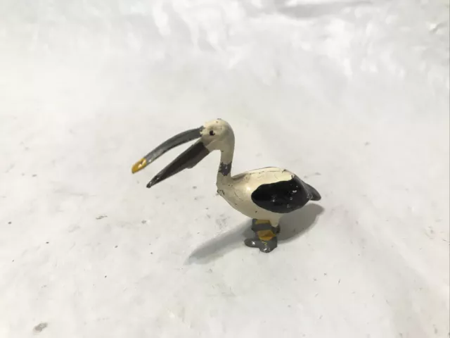 VINTAGE 1950’s BRITAINS LEAD METAL PELICAN BIRD MOUTH OPEN FIGURINE MINIATURE